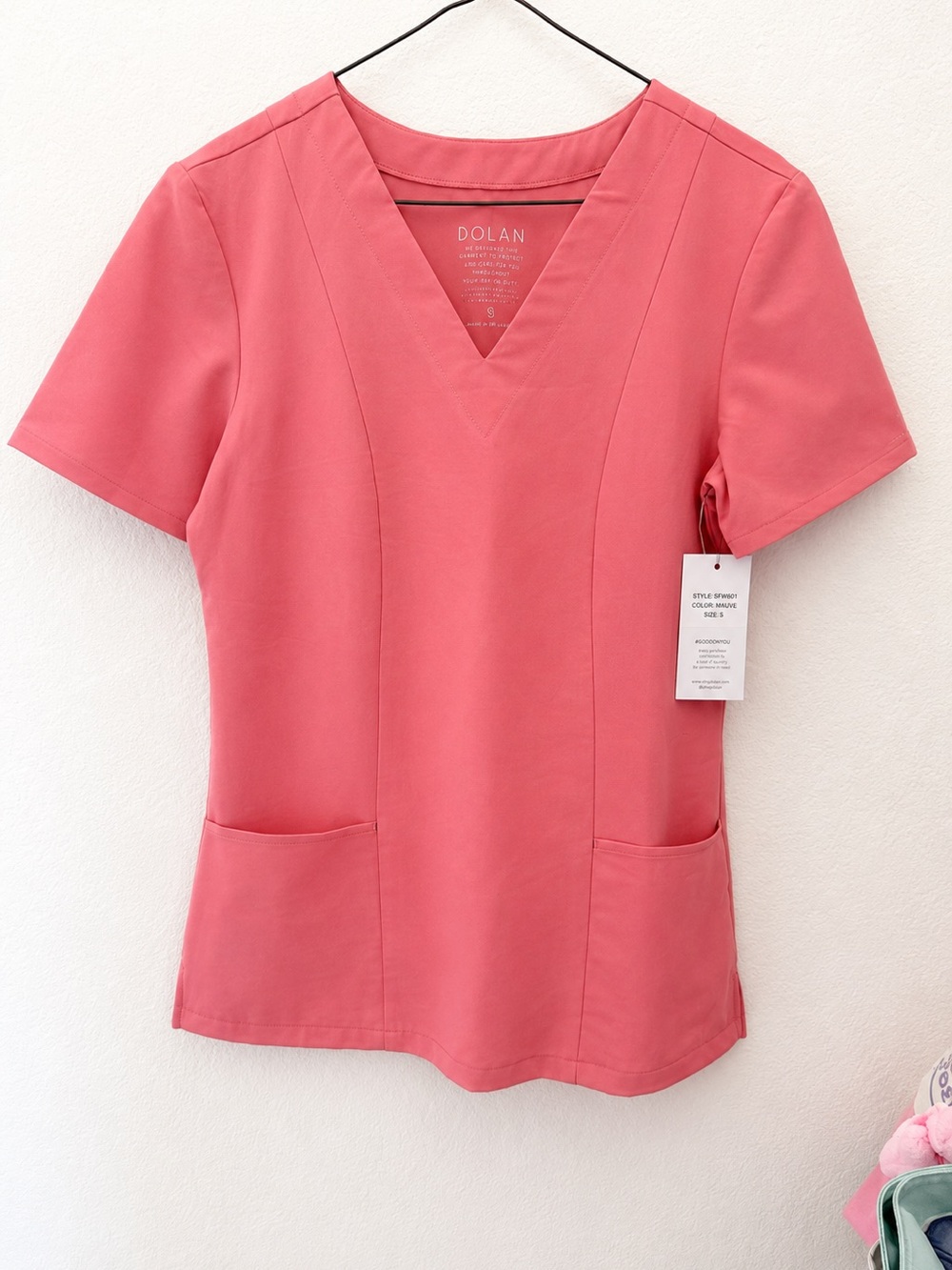 DOLAN Women's Coral V-Neck Short Sleeve Top Scrub